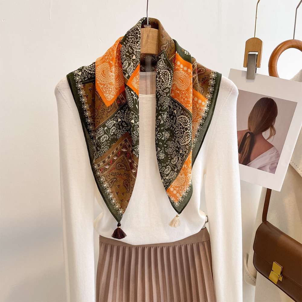 Tassel Scarf Women Square Cott - огляд і ціна Ascot Neck Scarf