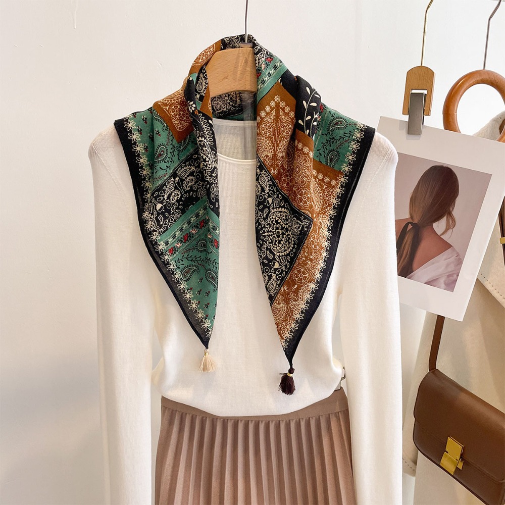 Tassel Scarf Women Square Cott - огляд і ціна Ascot Neck Scarf